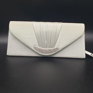 Kate Landry Silver Satin Evening Bag